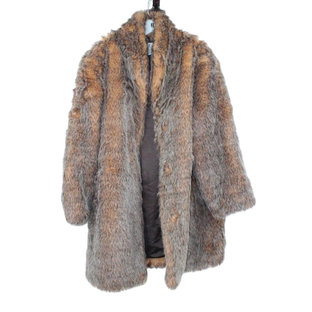 Vintage CXT Classics Faux Fur Coat size 1X Brown Orange